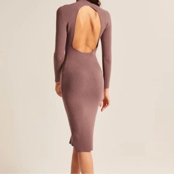 Abercrombie & Fitch Women's Open-Back Midi Sweater Dress in Warm Brown - Picture 2 of 10
